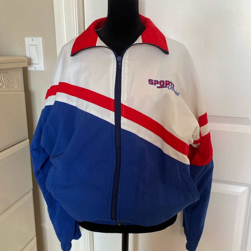 Vintage 90s Pace Setter Red White Blue Windbreaker XS